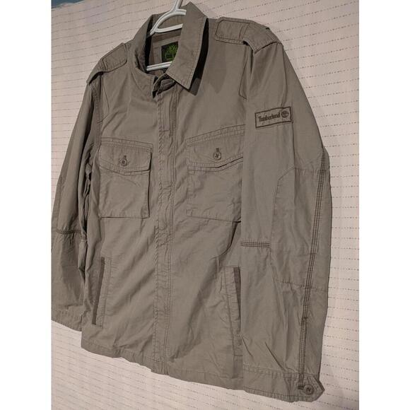 Timberland Lightweight Utility Jacket Tan Mens Medium 100% Cotton Polyester - Picture 3 of 12